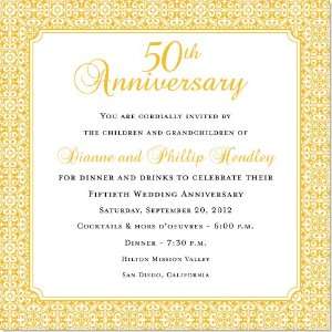   Gold Anniversary Square Shimmer Party Invitations Health & Personal