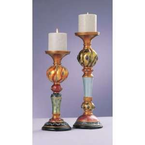   Pack of 4 Funky Vibrant Metallic Pillar Candle Holders