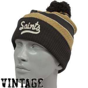  New Orleans Saints Ladies Charcoal Gold Vintage Cuffed Knit Beanie