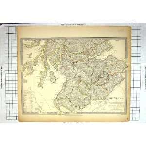   MAP 1834 SOUTHERN SCOTLAND EDINBURGH GLASGOW ARRAN