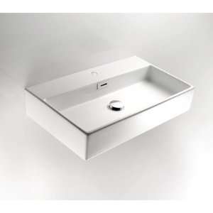 Linea 19.7 x 16.5 Quarelo Vessel Sink in White Faucet Hole Option 