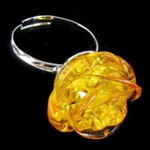 20mm honey amber carved rose flower ring size 5 7 S1 