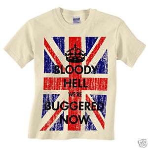 Keep Calm and Carry On Parody British Flag Tee T Shirt  