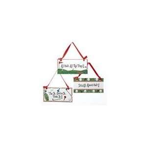 Club Pack of 12 Golfing Wooden Plaque Christmas Ornaments  