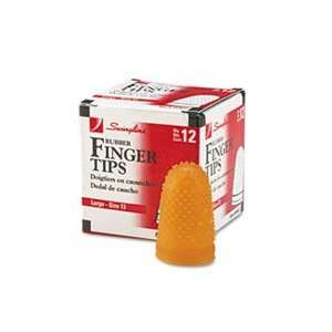  Rubber Finger Tips, Size 13, Large, Amber, 12/Pack