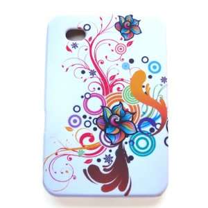   Silicone Skin Case Colorful Flowers Design for Samsung Galaxy Tab