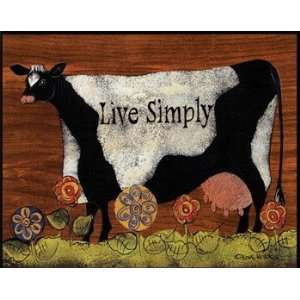 Live Simply Cow Poster by Lisa Hilliker (10.00 x 8.00)
