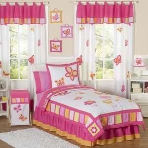  Pink and Orange Butterfly Childrens Bedding  3pc Full 