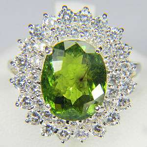 NATURAL OVAL GREEN TOURMALINE 925 SILVER RING SIZE 7.75  
