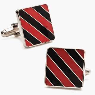  Ox & Bull Red and Black Repp Stripe Cufflinks Everything 