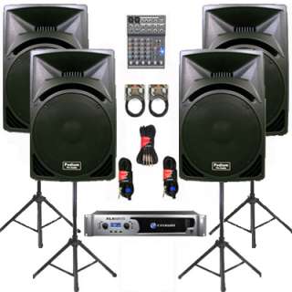  XLS2500 Amp 4 Speakers Mixer Stands Cables DJ Set CROWNPP1510SET7