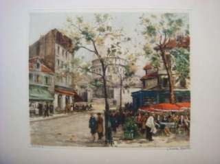 Charle Moudin French Hand Signed Colored Etching France  