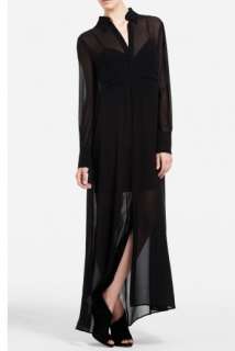   BCBG Black Chelsea Sheer Chiffon Long Maxi Shirt Dress XXS $348  
