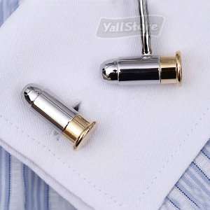 UNIQUE NOVELTY BULLET TWO TONE SLEEK POLISHED GOLD SILVER RHODIUM GIFT 