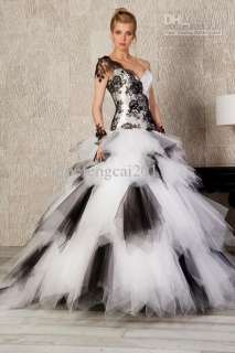 Fashion One Shoulder prom ball gown wedding dress pageant Formal gown 