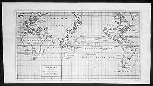 1745 Anson Antique World Map, North America & Island of California 