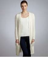 Theory ivory angora blend long open front cardigan style# 320065001