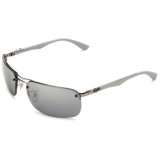 Ray Ban 0RB8310 Rectangle Sunglasses,Gunmetal Frame/Gray Mirror Silver 