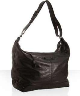 Balenciaga black leather oversized messenger bag   