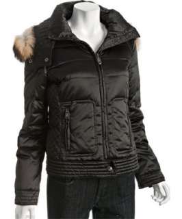 style #306283801 black diamond quilted detail fur trim hooded jacket