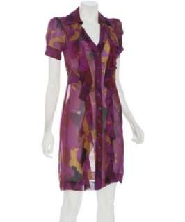 Diane Von Furstenberg magenta silk chiffon shirt dress coverup 