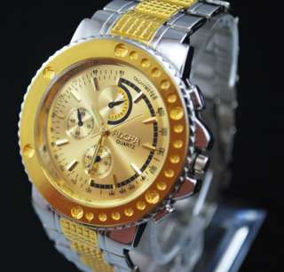 New Luxury Gold Quartz Gents Man Wrist Watch Gift #140  