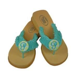  Monogrammed Aqua Shaggy Flops