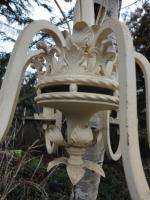 WROUGHT IRON & FLORAL TOLE CHANDELIER NEED RESTORING  