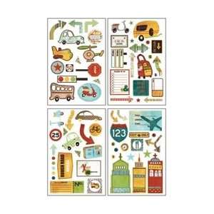 Basic Grey Wander Die Cut Chip Stickers 4 Sheets Shapes; 2 Items/Order 