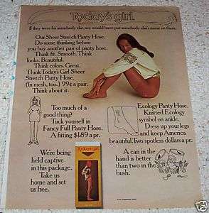 1971 Todays Girl Pantyhose hosiery CUTE GIRL   1 pg AD  
