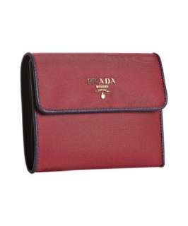 Prada hibiscus nylon leather trimmed french wallet   