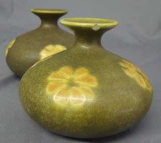 Pair (2) Vintage OMC Japan Art Pottery Vase Floral  