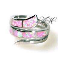 NEW 925 STERLING SILVER CREATED PINK OPAL RING *SIZE 8*  