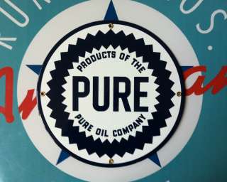 PURE OIL COMPANY   PORCELAIN COATED SIGN   shipping discounts  