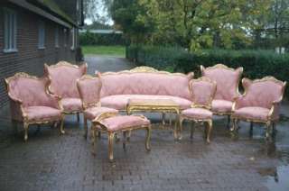 French XV complete living room set that contains a bench with 2 small 