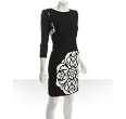 taylor black and white bold floral three quarter sleeve dress
