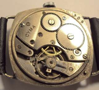 Rare vintage CYMA cal. 370 enamel 24h military dial wristwatch 1930s 