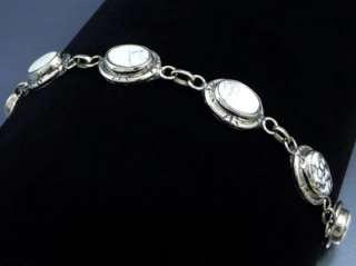 White Buffalo Turquoise 6 Stone Link Bracelet   Mexican Silver  