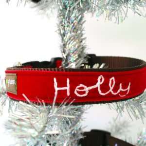   Holly Hand Embroidered Velvet Personalized Dog Collar