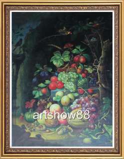 Old Master Antiquel Oil painting Still Life art Fruit Grapes 36X48 