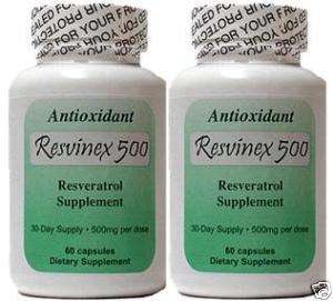 RESVERATROL ULTRA DOSE Resvinex 500 mg   2 Bottles  