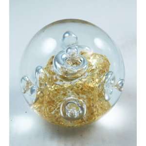   Design Bubbling Gold Cube in Ball Paperweight PW 681
