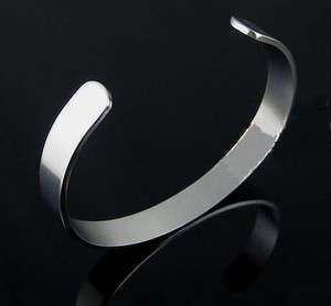 Stainless Steel Silver Handcuffs Bracelets Bangle Mens  