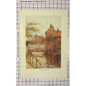  Haslehust Colour Print View City Bridge River Trees