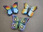 Colorful Butterflies Wall Decorations set of (3) Orange Blue Yellow 