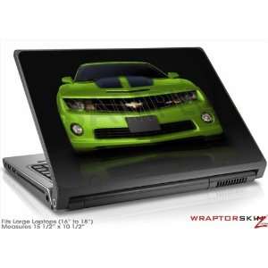  Large Laptop Skin 2010 Chevy Camaro Green Black Stripes on 