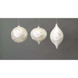  Pack of 6 Snow Drift White Ball/Onion/Shuttle/Bird Glass 
