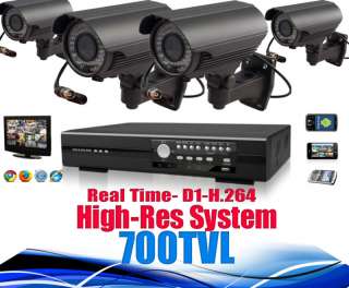700TVL High Res Home CCTV DVR Security Camera System  