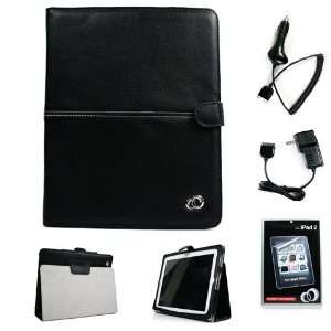  iPad 2 Case   Black Melrose Magnetic Flap Canvas Case 