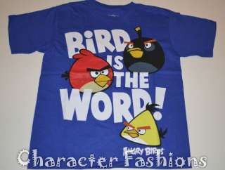 ANGRY BIRDS Short Sleeve Shirt Tee Size 4 5 6 7 8 10 12 14 16 18 Blue 
